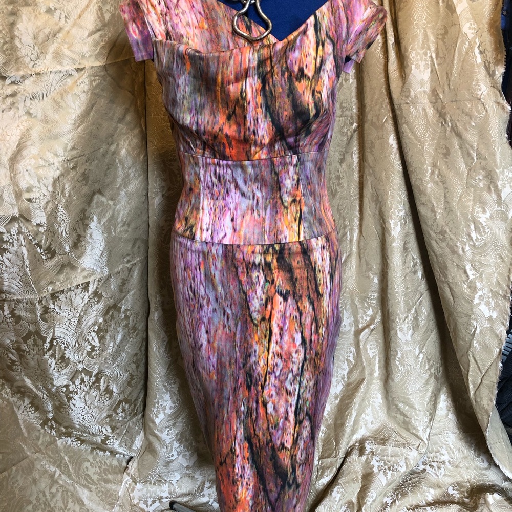 Black Halo Jackie O watercolor-print dress 2